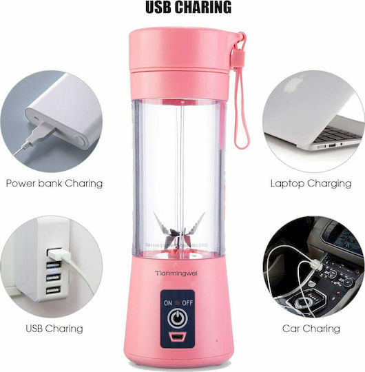 HM-03 Mini Μπλέντερ με Πλαστική Κανάτα 380 ml Ροζ
