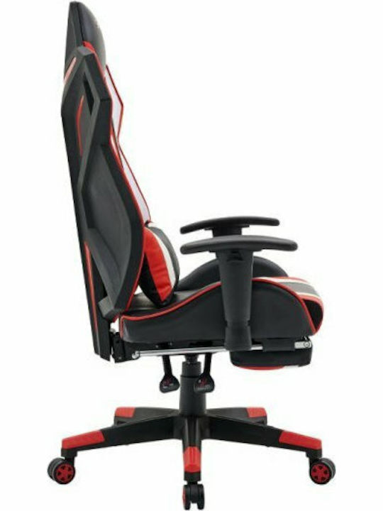 Fylliana D01 Artificial Leather Gaming Chair with Adjustable Arms and Footrest Black / Red / White