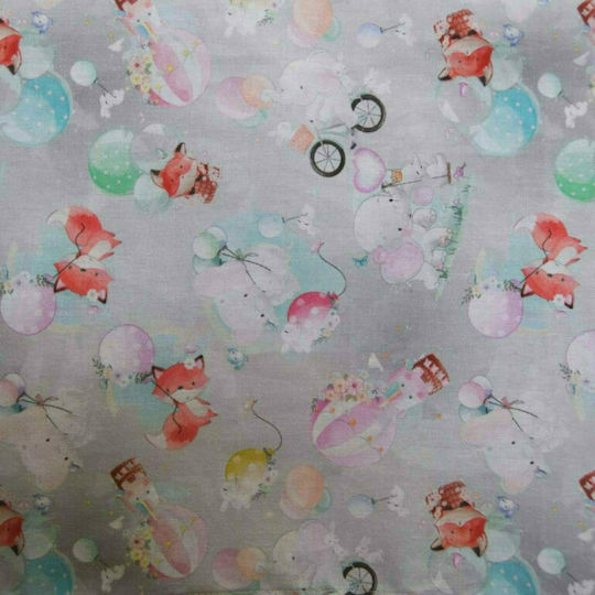 Decocraft Sheet Set Single Cotton Animal Fox Gray 160x240cm