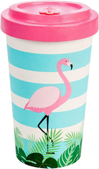 Woodway Flamingo Mug Bamboo with Lid Pink 500ml