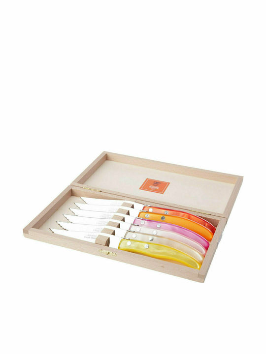 Claude Dozorme Laguiole De Table Rouge Orange Knife Set of Stainless Steel 2-13-001-11 6pcs