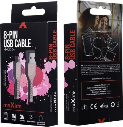 Maxlife MXUC-04 USB-A to Lightning Cable Pink 1m (MXUC-04P)