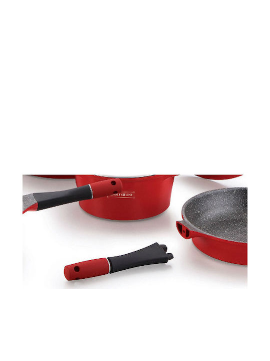 Royalty Line Royalty Line Cookware Set Cast Aluminum Burgundy with Stone Interior Coating 6 Pieces