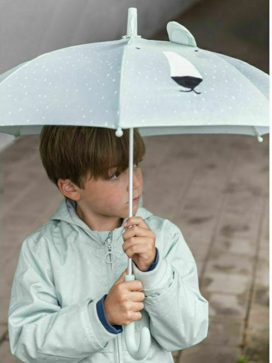 Trixie Kids Curved Handle Umbrella Mr Polar Bear with Diameter 70cm Light Blue