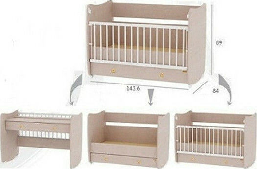 Lorelli Convertible Crib Dream White Light Oak With Drawer