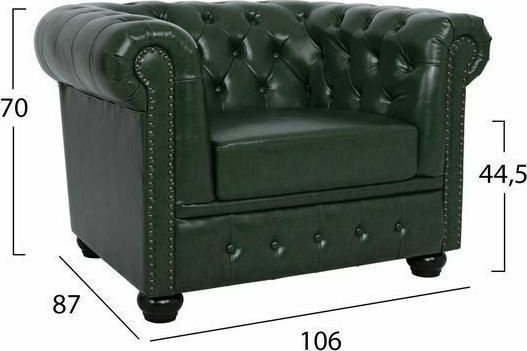 Chesterfield Πολυθρόνα από Δερματίνη Κυπαρισσί 106x87x70cm