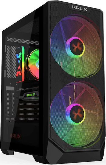 Krux Vortex Геймърско бюро Мини кула Компютърна кутия със страничен прозорец Черен