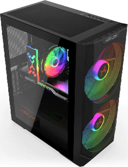 Krux Vortex Геймърско бюро Мини кула Компютърна кутия със страничен прозорец Черен