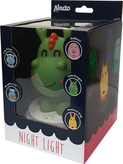 Alecto Baby LED Kinder Dekorative Lampe Cute Dragon Grün 12x12x15εκ.