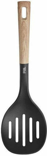 Pal Bamboo La mică adâncime Lingură de bucătărie Cu găuri din Nylon Negru 34cm