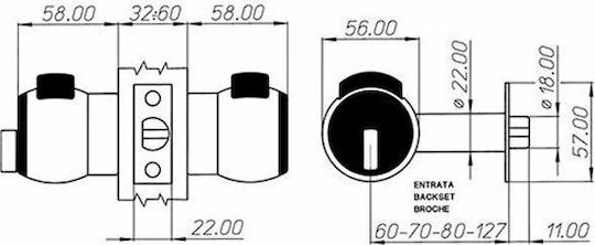 Meroni Serrature Knob Lock Black with Button Hotel Use
