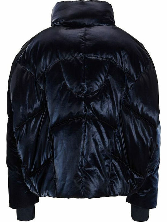 Jxsaga Shine Women's Short Puffer Jacket for Winter Navy Blue