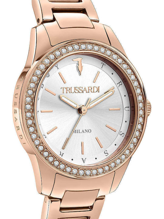 Trussardi T-Sky Damen Uhr mit Rose Gold Metallarmband