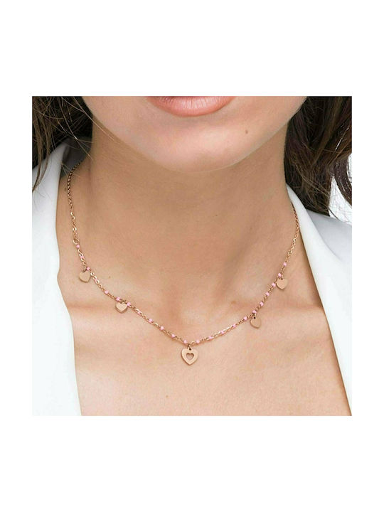 Luca Barra Necklace with design Heart from Gold Plated Steel