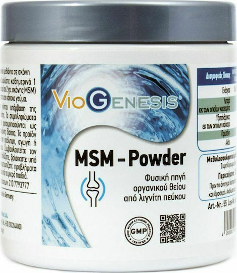 Viogenesis MSM Pulver Ergänzung Für Die Gesundheit Von Gelenken Und Knochen 125gr
