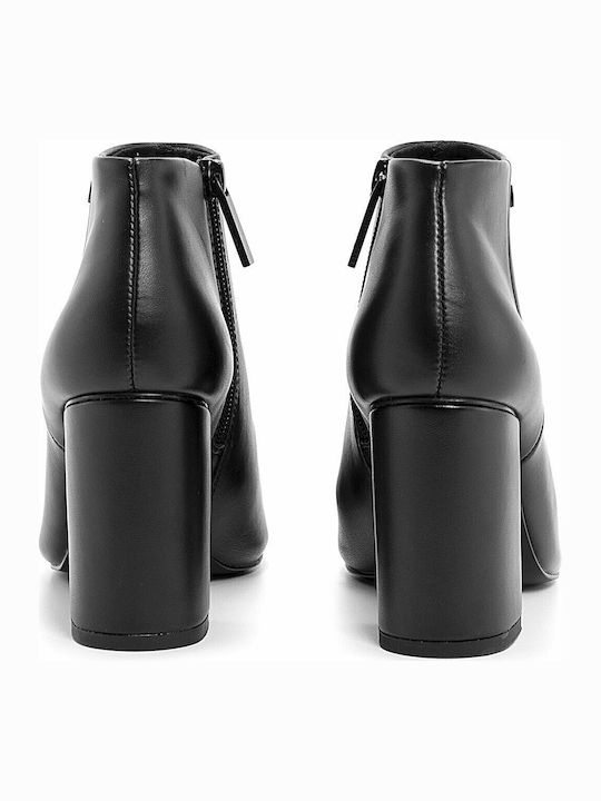 Zain Leather Women's Ankle Boots with High Heel Black