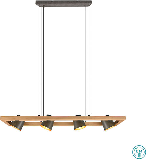 Trio Lighting Bell Adjustable Pendant Light Beige Rail for 4 Bulbs E14, E.14 100x21x150cm