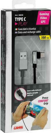 Lampa Winkel (90°) / Regulär USB 2.0 Kabel USB-C männlich - USB-A Schwarz 2m (L3883.9)