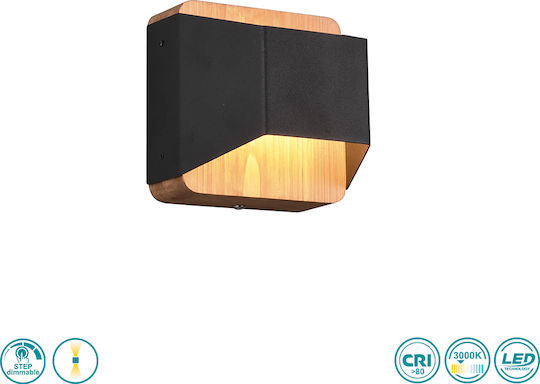 Trio Lighting Arino Modern Leuchte Wand mit Integrierter LED und Warmweißes Licht Schwarz 12x12cm