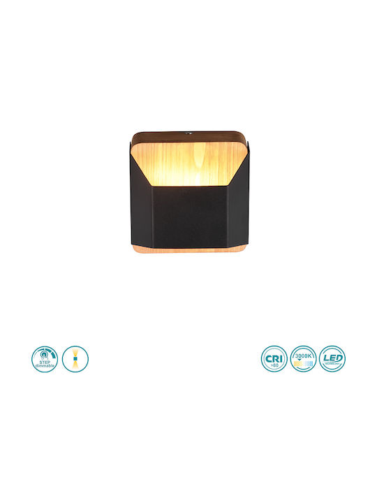 Trio Lighting Arino Μοντέρνο Φωτιστικό Τοίχου με Ενσωματωμένο LED και Θερμό Λευκό Φως Μαύρο 12x12εκ.