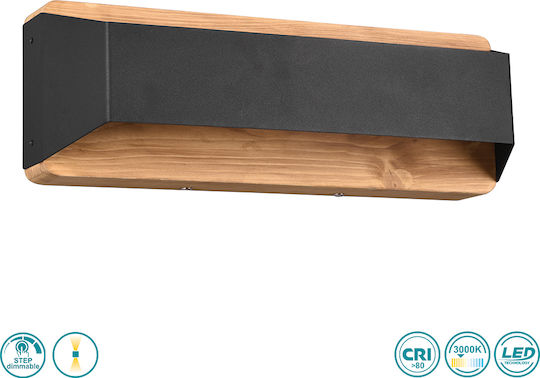 Trio Lighting Arino Modern Lumină de Perete cu LED Integrat și Lumină Alb Cald Negru 35x12cm
