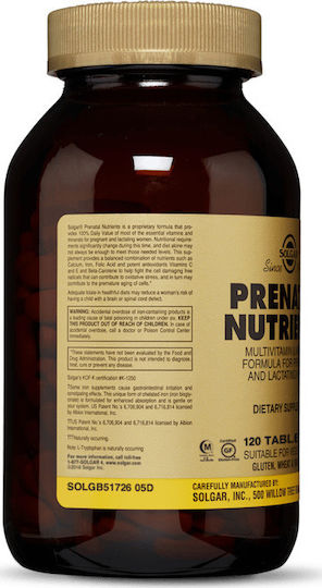 Solgar Prenatal Nutrients Συμπλήρωμα για την Εγκυμοσύνη 120 ταμπλέτες