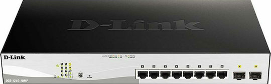 D-Link DGS-1210-10MP Managed L2 PoE+ Switch with 8 Gigabit (1Gbps) Ethernet Ports and 2 SFP Ports