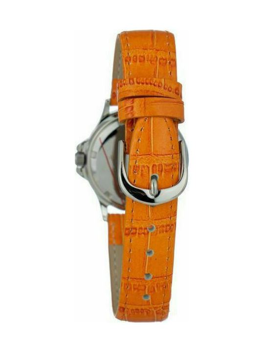 Justina Uhr mit Orange Lederarmband 32551