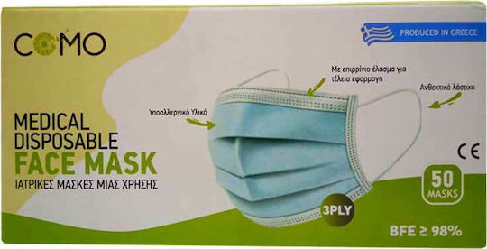 Como Medical Mask single-use 3ply Type II BFE >99% Protective Mask Non-Reusable Type II Surgical White 50pcs