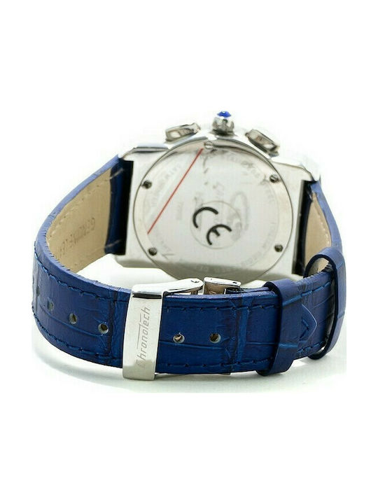 Chronotech Watch with Navy Blue Leather Strap CT7280B-09