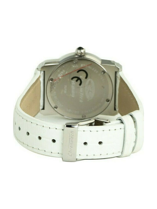 Chronotech Watch with White Leather Strap CT7279M-06