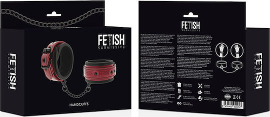 Fetish Submissive Dark Room Handcuffs Vegan Leather Handschellen in Rot Farbe