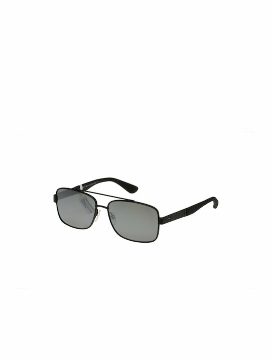 Tommy Hilfiger Men's Sunglasses with Black Metal Frame and Black Mirrored Lenses TH1521/S BSC/T4