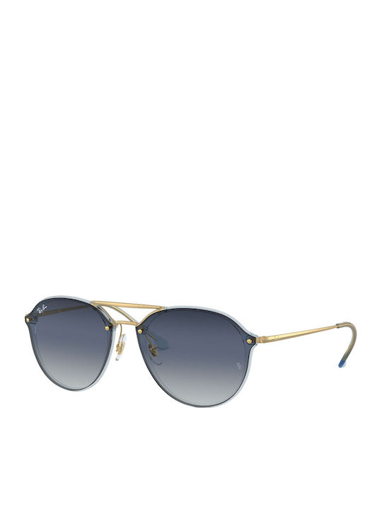 Ray Ban Blaze Double Bridge Men's Sunglasses with Gold Metal Frame and Blue Gradient Lens RB4292N 6389/0S