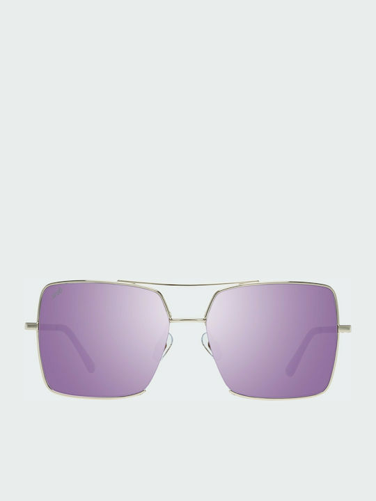 Web Women's Sunglasses with Gold Metal Frame and Purple Mirror Lens WE0210 28Z