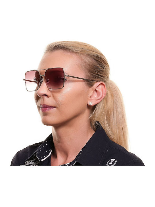 Web Women's Sunglasses with Silver Metal Frame and Pink Mirror Lens WE0210 16Z