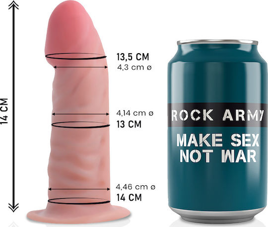 Rock Army Glass Dildo With Suction Cup Flesh 14cm