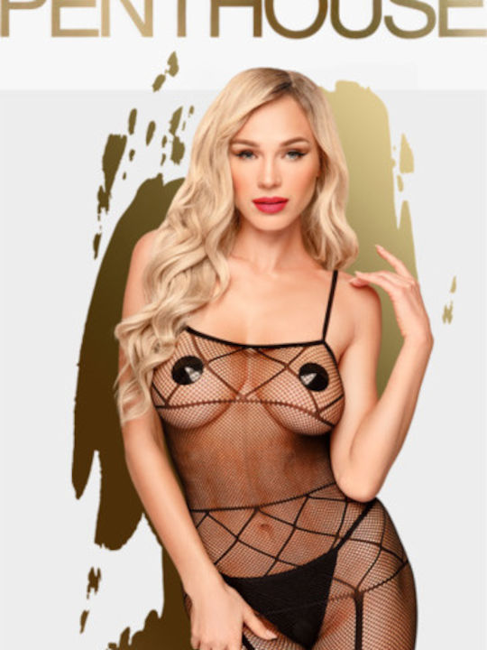 Penthouse Penthouse Firecracker Bodystocking Ολόσωμο Καλσόν Διχτυωτό με Ανοιχτό Καβάλο Black