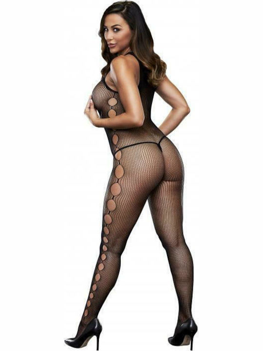 Baci Lingerie Sheer Fishnet Catsuit Mit Offenlegten Seiten Schwarzes Sexy Bodystocking