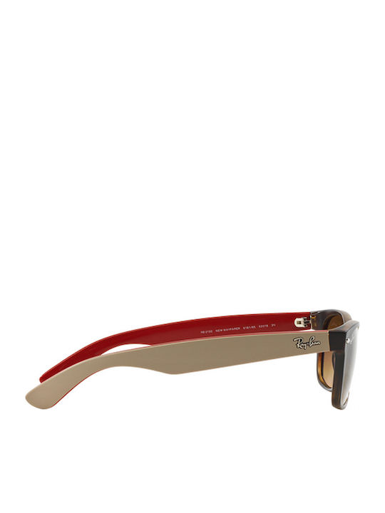 Ray Ban Wayfarer Унисекс Слънчеви очила с Златист Костенурка Рамка и Кафяв Градиент Леща RB2132 618185