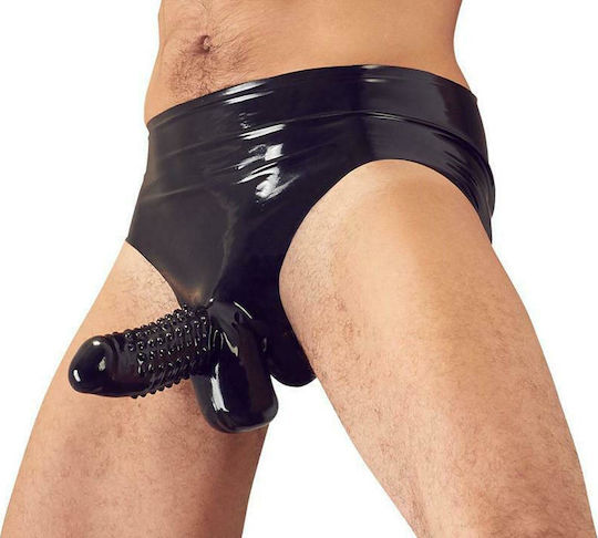 LateX Unterwäsche mit Dildo in Schwarz Farbe