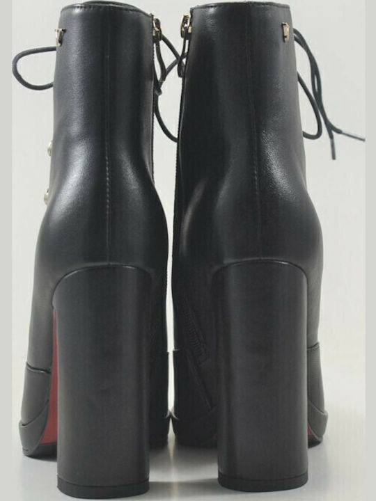 H3095-880 Ghete Dama De Piele Cu Toc Înalt Negre