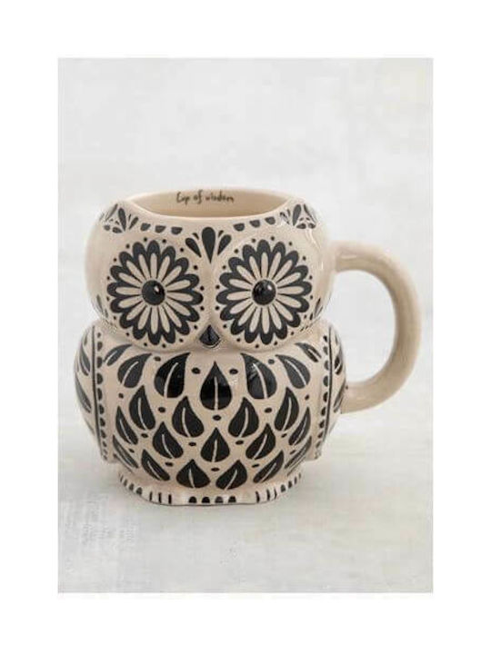 Natural Life Wisdom Owl Ceramic Cup Beige