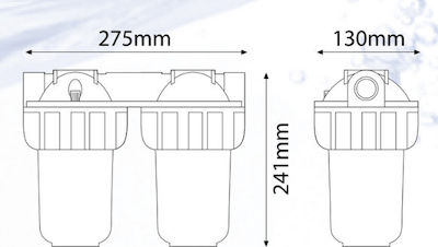 Atlas Filtri Junior Duplex Plus 3P BFO SX TS Wasserfiltrationssystem Unter der Spüle / Zentrale Versorgung Durchmesser 1''