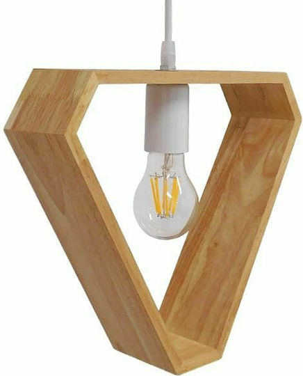 GloboStar Elise Triangle Κρεμαστό Φωτιστικό Μπεζ με Ντουί E27 29x8x28εκ.
