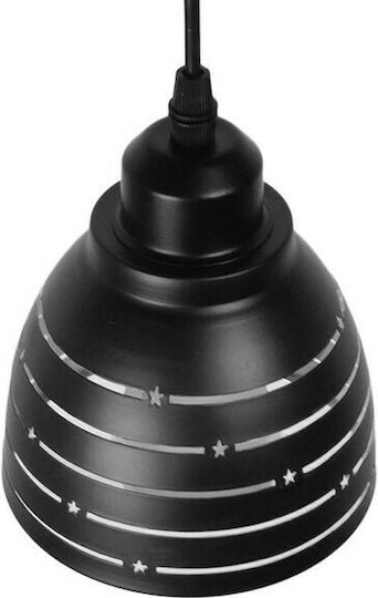GloboStar Line Stars Pendant Light Black Bell with Socket E27 12.5x12.5cm