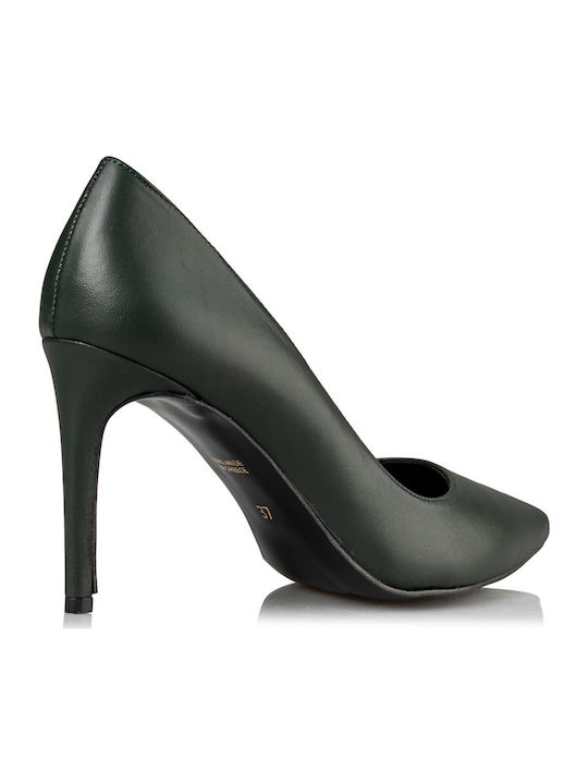 Leather Pointed Toe Stiletto Green High Heels