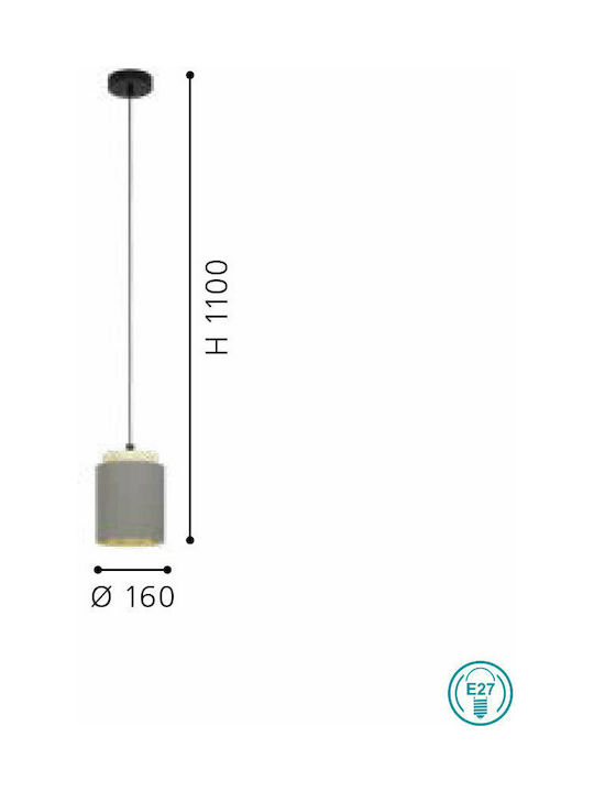 Eglo Albariza Pendant Light Gray Rail with Socket E27 16cm