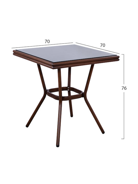 Tisch Café für kleine Außenbereiche Stabil Moses Brown 70x70x65cm
