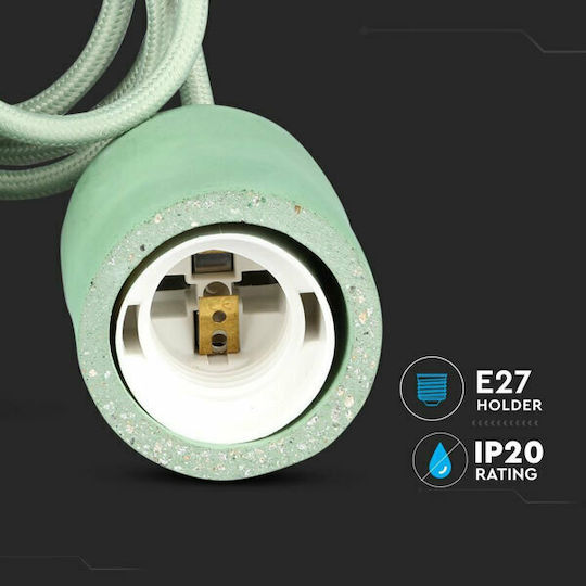 V-TAC Cement Висящо Осветително Тяло Зелен с Цокъл E27 5см.